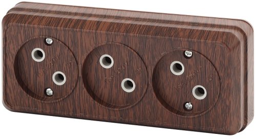 Розетка накладная без заземления Intro Quadro 3-м. венге фото Розетка накладная без заземления Intro Quadro 3-м. венге картинка